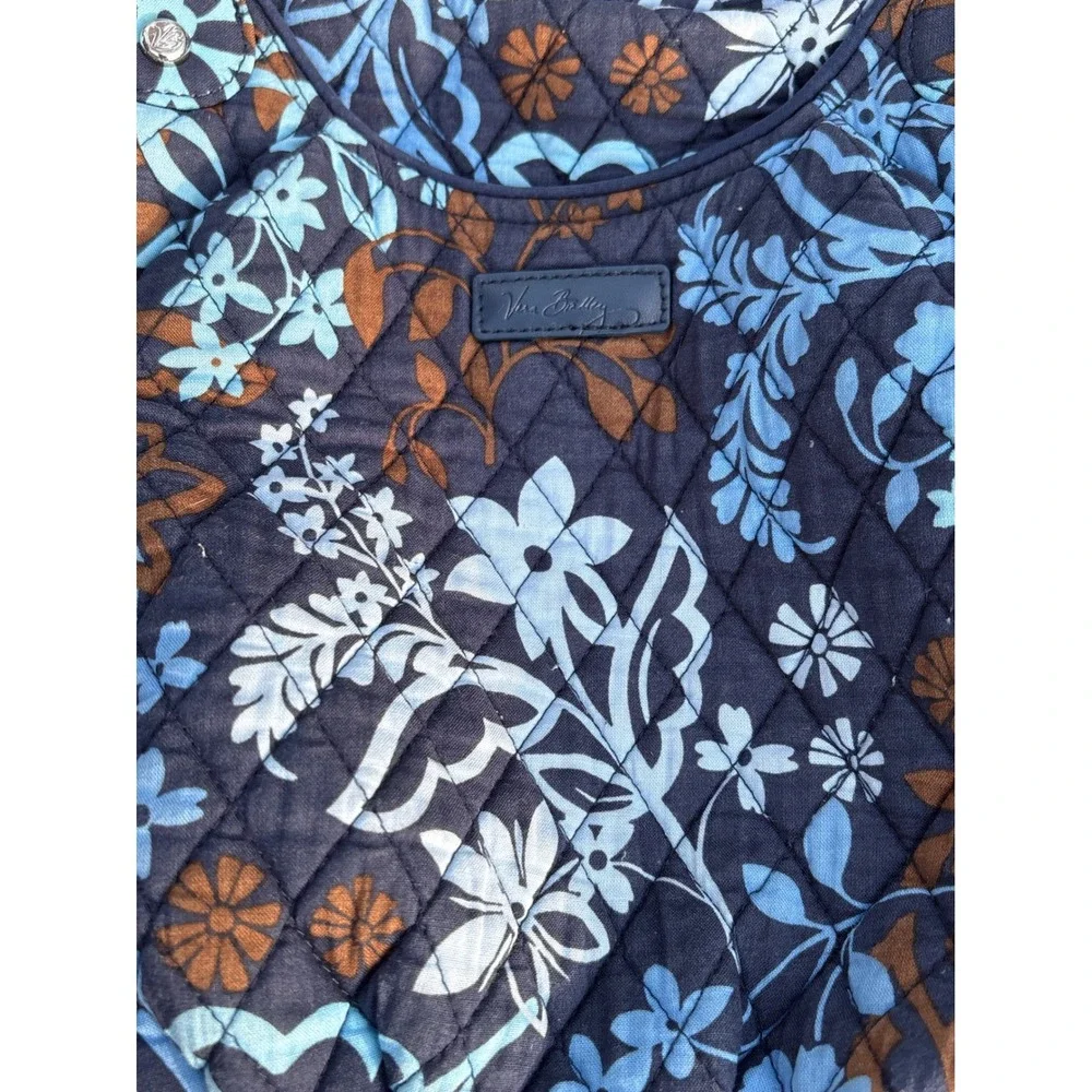 Vera Bradley Night and Day Quilted Floral Shoulder Bag Navy Blue Tote